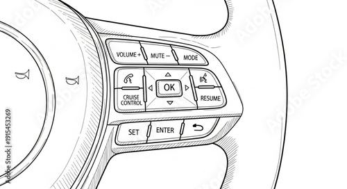 Car Steering Wheel Control Panel.