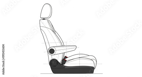 Car Seat Side View Illustration.