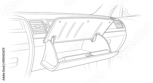 Car Sketch Design Technical Drawing.