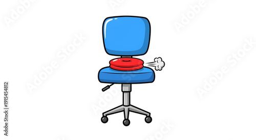 Cartoon office chair with hot seat cushion on a white background