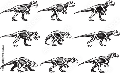 Carnotaurus Skeleton Line Art Bundle