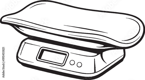 Baby Digital Scale Infant Tray Line Art Illustration