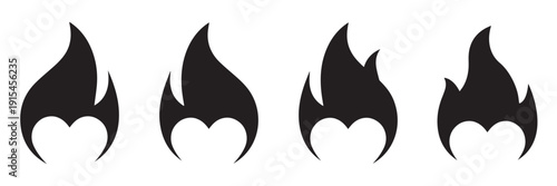 Burning Heart Icon Vector Set – Red Flaming Love Symbol, Fire Heart Illustration for Valentine’s Day, Romance
 Celebration and Modern Logo Design