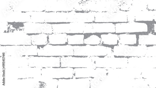 Old brick wall background. Black and white grunge texture. Vector distressed overlay brick wall old texture. Grunge abstract background.
