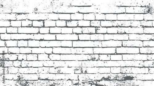 Old brick wall background. Black and white grunge texture. Vector distressed overlay brick wall old texture. Grunge abstract background.

