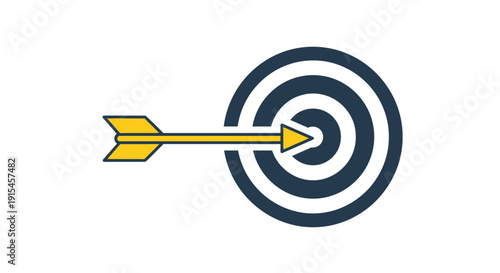 Arrow hitting bullseye target concept of business success and achievement.