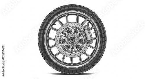 Car Wheel with Spoke Design.