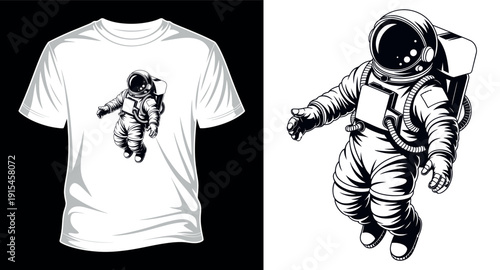 Astronaut in outer space vector illustration for t-shirt design, poster, and merchandise