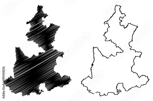 Puebla (United Mexican States, Mexico, federal republic) map vector illustration, scribble sketch Free and Sovereign State of Puebla map
