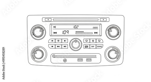 Car Stereo System Control Panel.
