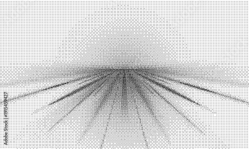 A halftone pattern with varying dot sizes and spacing creates a gradient effect