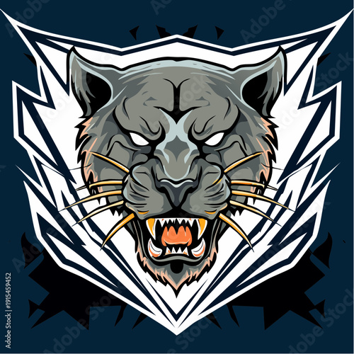 Illustration of a Fierce Panther Head.
