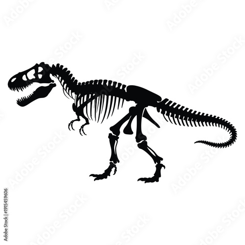 Silhouette of a tyrannosaurus rex skeleton displaying prehistoric anatomy