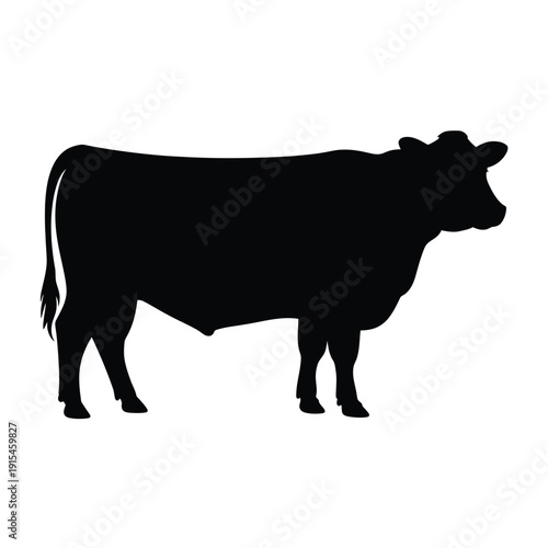 Silhouette of a cow against a white background simple vector graphic