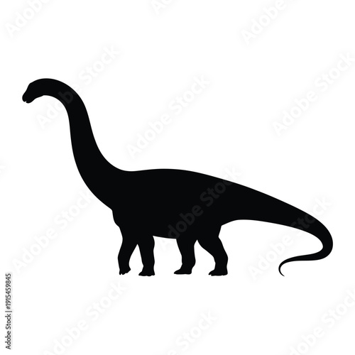 Silhouette of a long necked dinosaur likely a brachiosaurus in profile