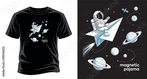 Astronaut suit retro style with text astro future vintage colors