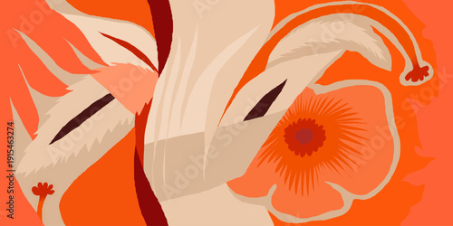 Abstract geometric flowers pattern. Dynamic bold print. Hand drawn unique template for design. 