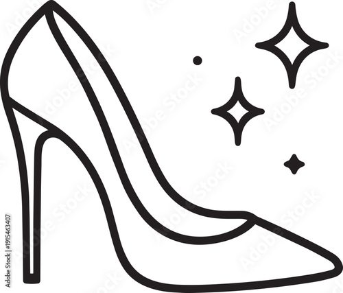 High heel stiletto shoe linear icon vector illustration woman elegant footwear isolated on white background