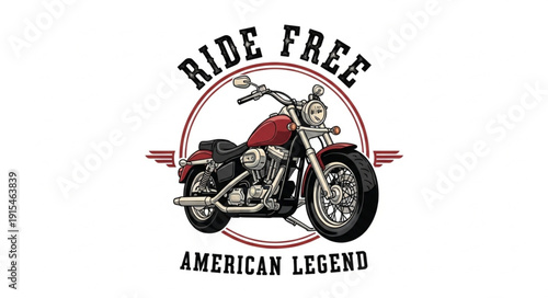 Classic American Motorcycle Illustration Design.