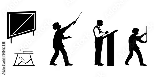 A variety of people performing different activities in a classroom setting Vector