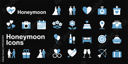A set of honeymoon related icon