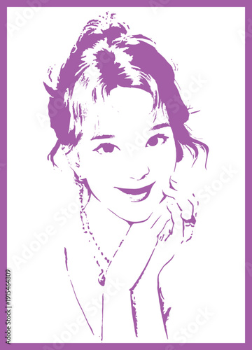Sketch. Beauty girl face Hand drawn sketch on a white background. Beautiful fashion girl. Vector illustration