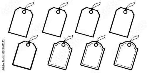 A collection of blank tags with strings attached, ready for labeling. Vector