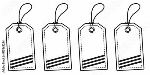 Five blank tags with string attachments on a white background Vector