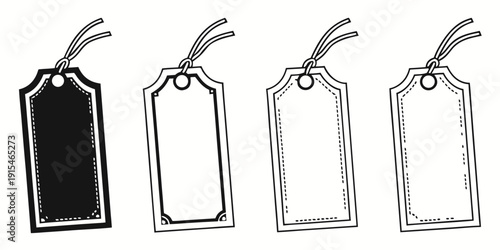 Four tags of different colors and designs on a white background Vector
