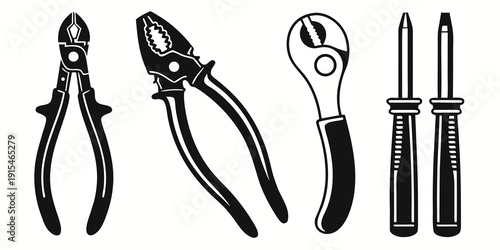 Assorted pliers and cutters for various diy and professional tasks Vector