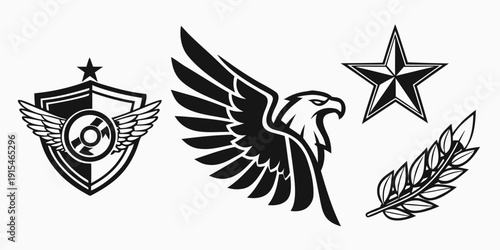 Collection of various vintage and modern emblems and insignias Vector