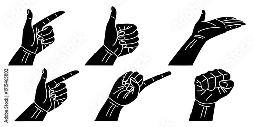 Diverse hand gestures showcasing a range of expressions and meanings Vector