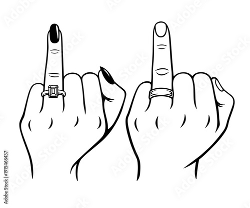 Tableau sur toile Wedding Ring Fingers Gesture, Married Couple Symbol, Engagement And Love Concept