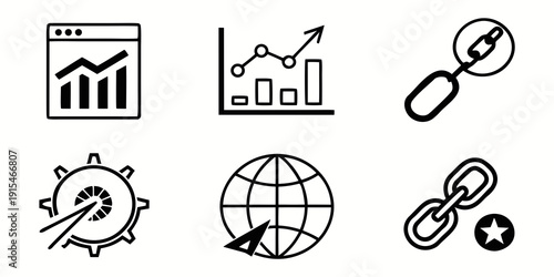 Icons representing various aspects of business and technology Vector