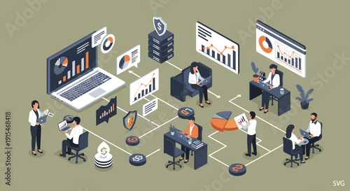 A professional woman examines data on her laptop, conveying focus and determination ideal for business presentations.