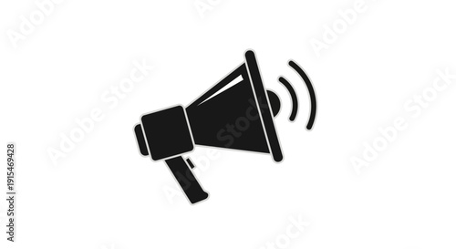 Black Silhouette of a Megaphone Emitting Sound Waves.