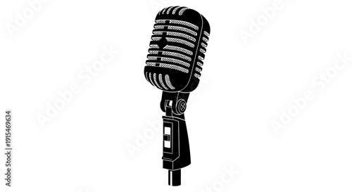 Classic Vintage Microphone Illustration for Music and Audio.