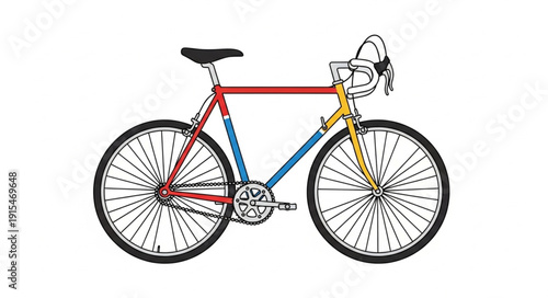 Colorful Bicycle Illustration on White Background.