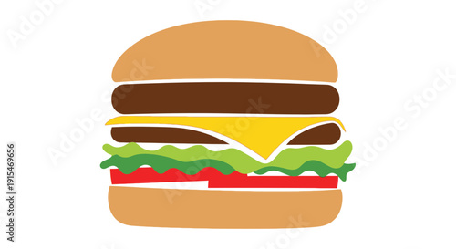 Delicious Double Cheeseburger with Fresh Toppings Isolated.