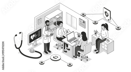 A minimalist stethoscope image evokes professionalism and healthcare, ideal for medical websites and promotional materials.