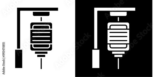Intravenous Saline Drip Icon Set White Glyph Style Collection