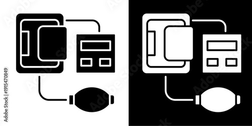 Blood Pressure Gauge Icon Set White Glyph Style Collection