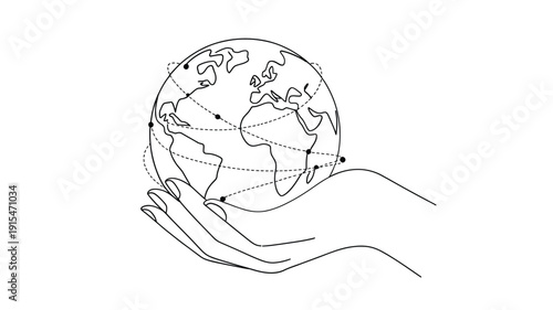 A single line drawing depicts a glass of liquid with a straw