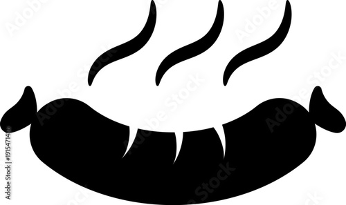 Grilled sausage icon in flat style.