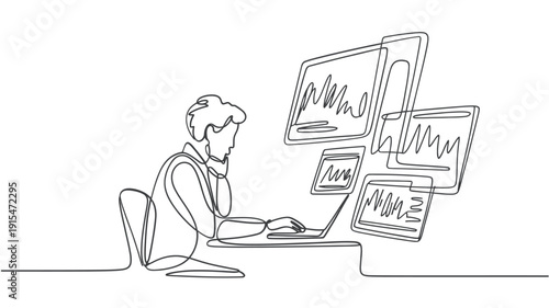 One continuous line drawing of a man performing a barbell deadlift exercise
