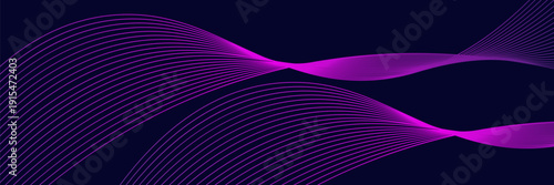 Dark abstract background with glowing wave. Shiny moving lines design element