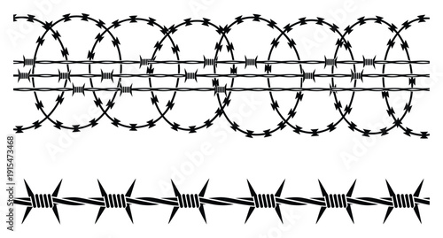 Barbed Wire Fence Security Illustration Vector