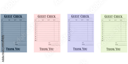 Guest check art print, trendy wall art blank restaurant receipt vector illustration for digital and personalized gift
