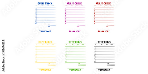 Guest check art print, trendy wall art blank restaurant receipt vector illustration for digital and personalized gift
