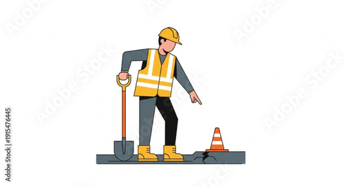 Construction Worker Figurine with Tools.